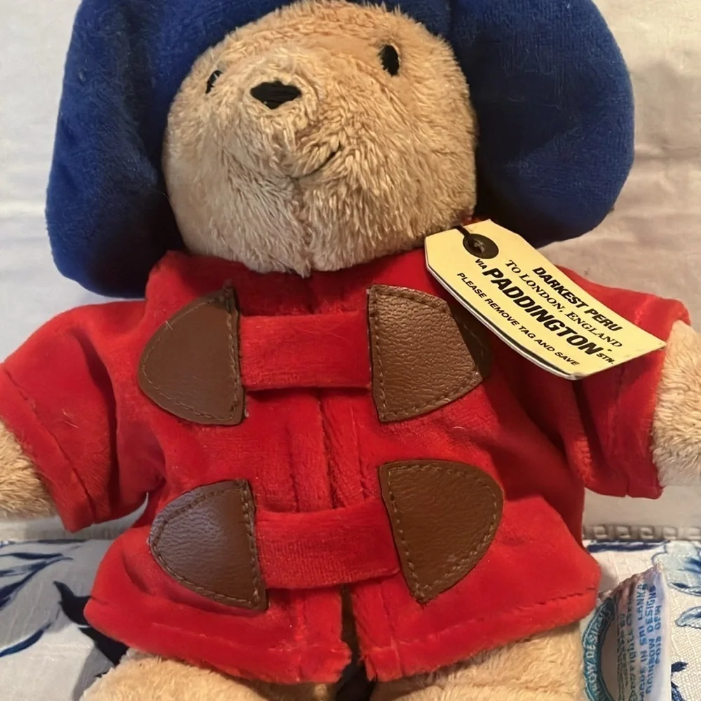 Paddington 8” Bear Darkest Peru Plush Red Coat Blue Hat Original Tag GUC